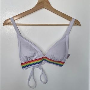White and rainbow bikini top
